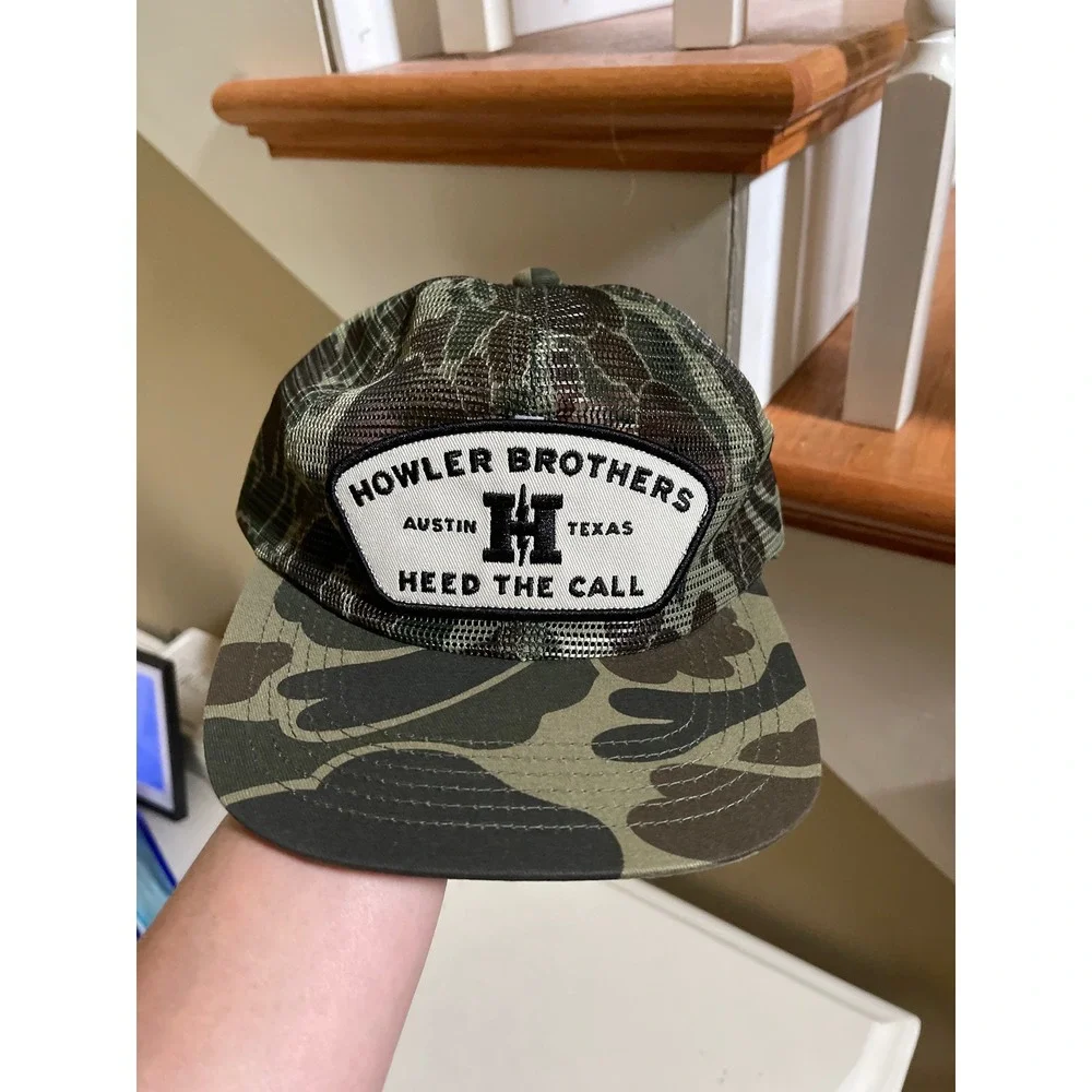 Howler Brothers Heed The Call Camo Trucker Hat Mens Green Mesh Snapback Cap